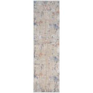 Beige Grey 2 ft. x 8 ft. Abstract Contemporary Runner Abstract Hues Area Rug