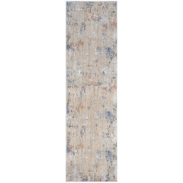 Beige Grey 2 ft. x 8 ft. Abstract Contemporary Runner Abstract Hues Area Rug