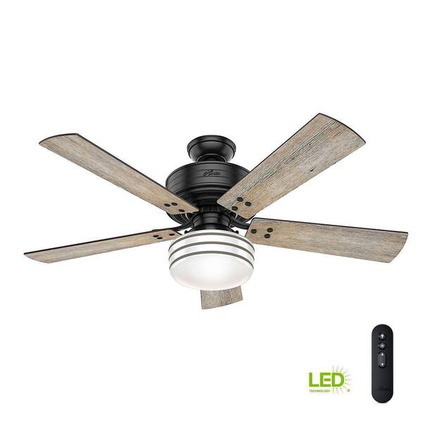 Hunter Cedar Key 52 In Indoor Outdoor Matte Black Ceiling Fan With Light Kit And Handheld Remote Control 55078 The Home Depot Indoor Outdoor Matte Black Ceiling Fan, Ceiling Fan Bracket Too Wide