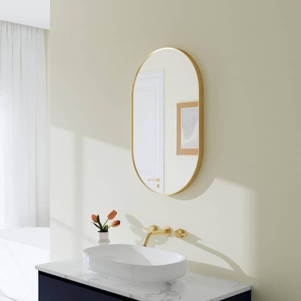 Eoviamne 20 in. W x 32 in. H Oval Aluminum Framed Wall-Mounted