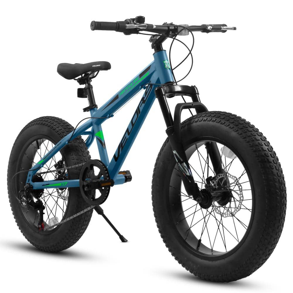 V20235 20 Inch Adult Fat Tire Mountain Bike, 7-Speed Dual Disc Brakes Steel Frame