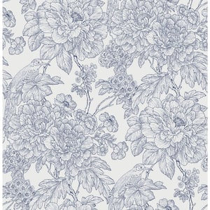 Birds of Paraside Breeze Blue Floral Strippable Wallpaper (Covers 56.4 sq. ft.)