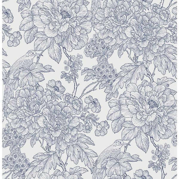 A-Street Prints Birds of Paraside Breeze Blue Floral Strippable Wallpaper (Covers 56.4 sq. ft.)