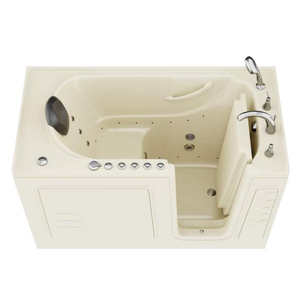 Safe Premier Series 30 in. L x 59 in. W Right Side Drain Combination Jetted Bathtub in Biscuit with Microbubbles Jet