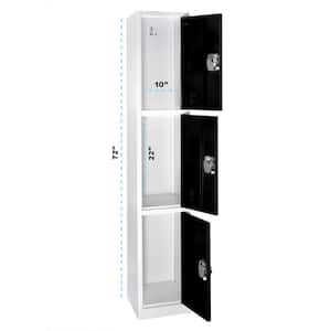629-Series 72 in. H 3-Tier Steel Key Lock Storage Locker Free Standing Cabinets for Home, School, Gym in Black (2-Pack)