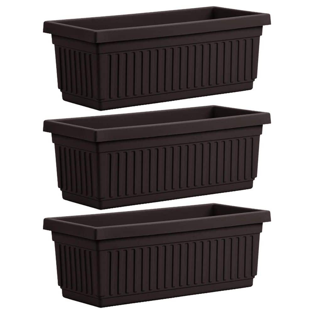 Fluted Window Box THE HC COMPANIES 24 in. Fluted Venetian Garden Flower Window Box, Black ...