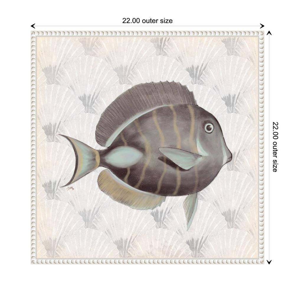 Neutral Vintage Fish Canvas Wall Art with Beaded Frame
