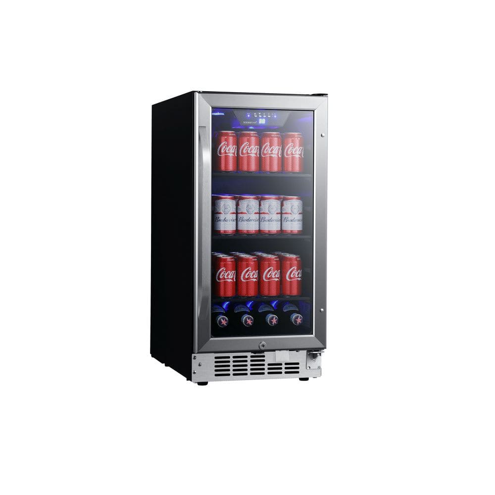 EdgeStar 15-Inch Stainless Steel Undercounter Beverage Cooler with Glass Door