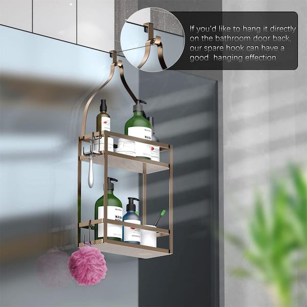 Cubilan Hanging Mounted Bathroom Shower Caddy Over the Shower Door Storage  Rack with Towel Hooks and Soap Dish in Bronze HD-81T - The Home Depot