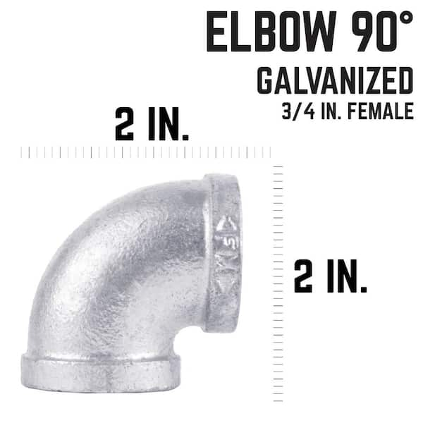 STZ 3/4 in. Galvanized Iron 90 Degree FPT x FPT Elbow Fitting PDG E90-34 -  The Home Depot