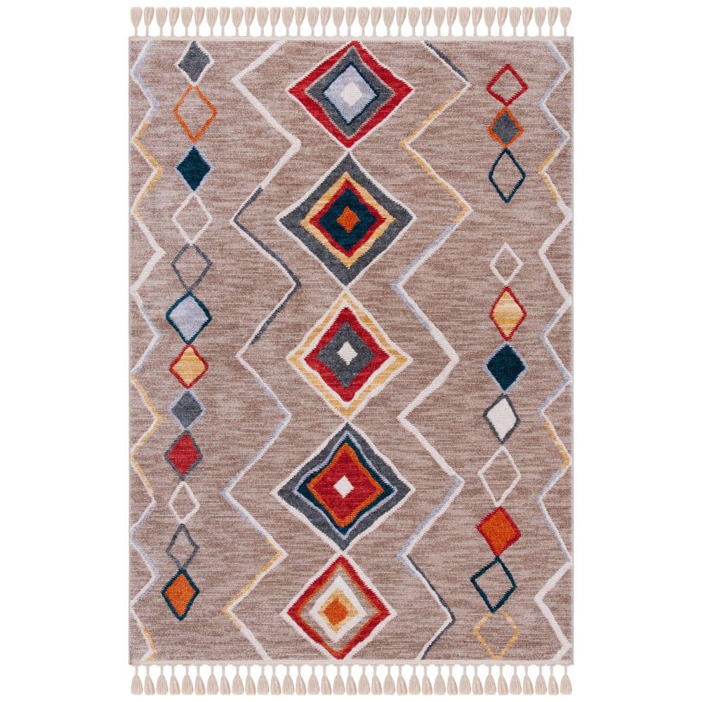 Area Rug Gold Diamond Pattern SAFAVIEH Farmhouse 3 ft. x 5 ft. Beige/Gold Diamond Zig-Zag Area Rug ...