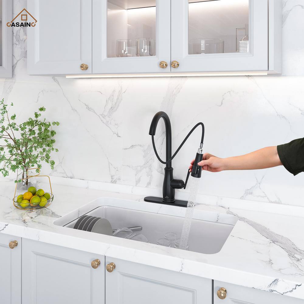 Matte Black Pull Down Kitchen Faucet with Digital Display