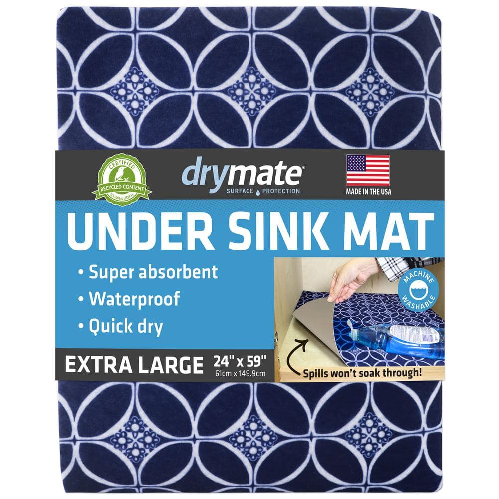 Premium Indigo 24 in. D x 59 in. L Solid Slip Resistant, Waterproof Under S