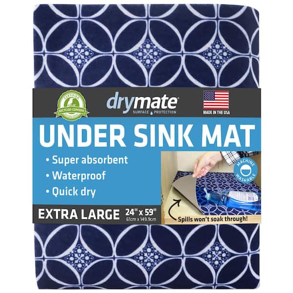 Drymate Premium Indigo 24 in. D x 59 in. L Solid Slip Resistant, Waterproof Under Sink Mat Drawer and Shelf Liners (1- Pack)