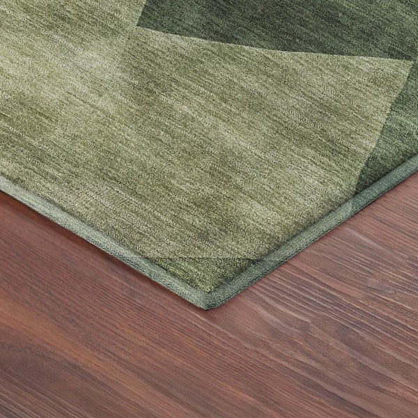 Mayfield Premium Machine Washable Abstract AMF2374 Green 3 ft. x 4 ft. Area Rug