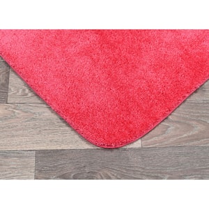 22 in. x 60 in. Pink Hibiscus Traditional Plush Nylon Rectangle Bath Rug