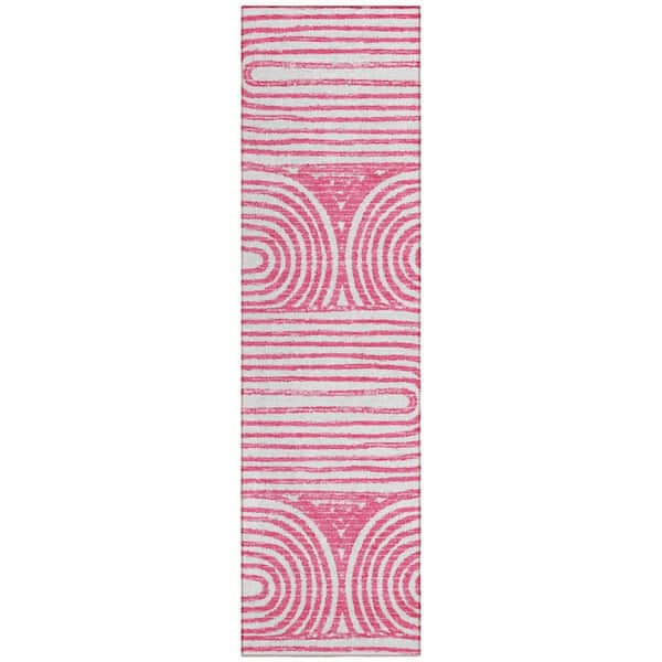 Blush 2 ft. x 8 ft. Woven Abstract Runner Indoor/Outdoor Area Rug