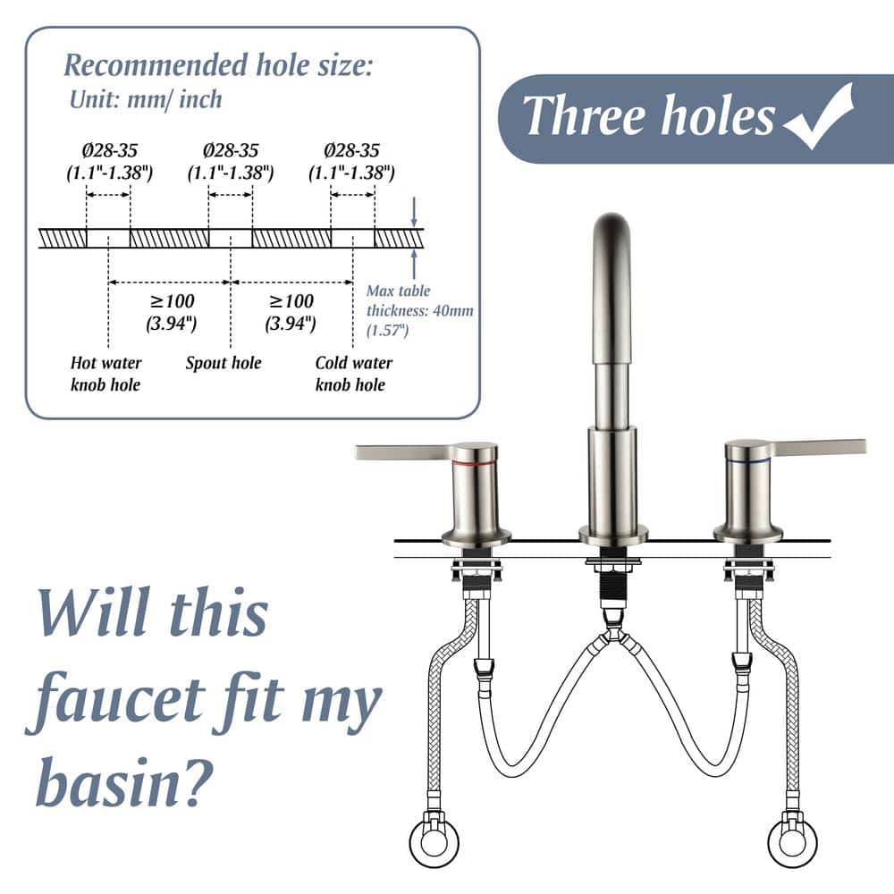 Brushed Nickel 8-Inch Widespread Double Handle Bathroom Faucet