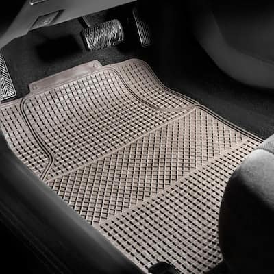 Durable 4-Piece Anti-Slip ClimaProof Checker Style Rubber Floor Mats - Full Set