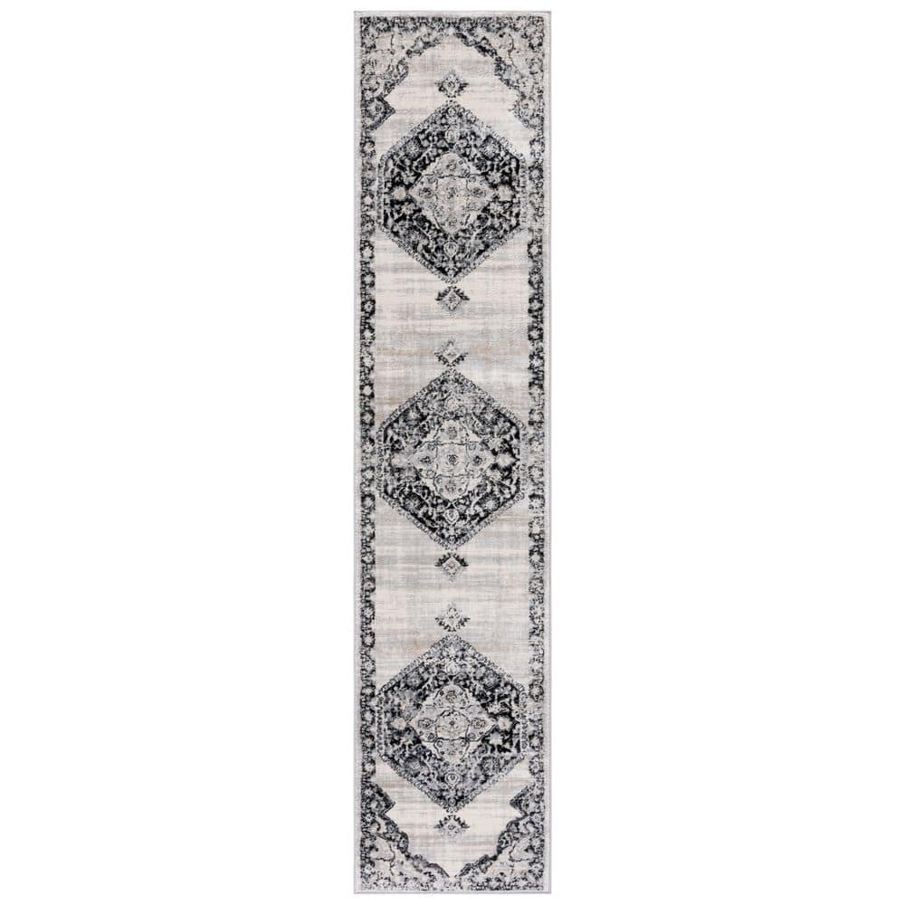 Brentwood 2 ft. x 9 ft. Black/Ivory Medallion Oriental Distressed Runner Rug price history on PriceWatchPro