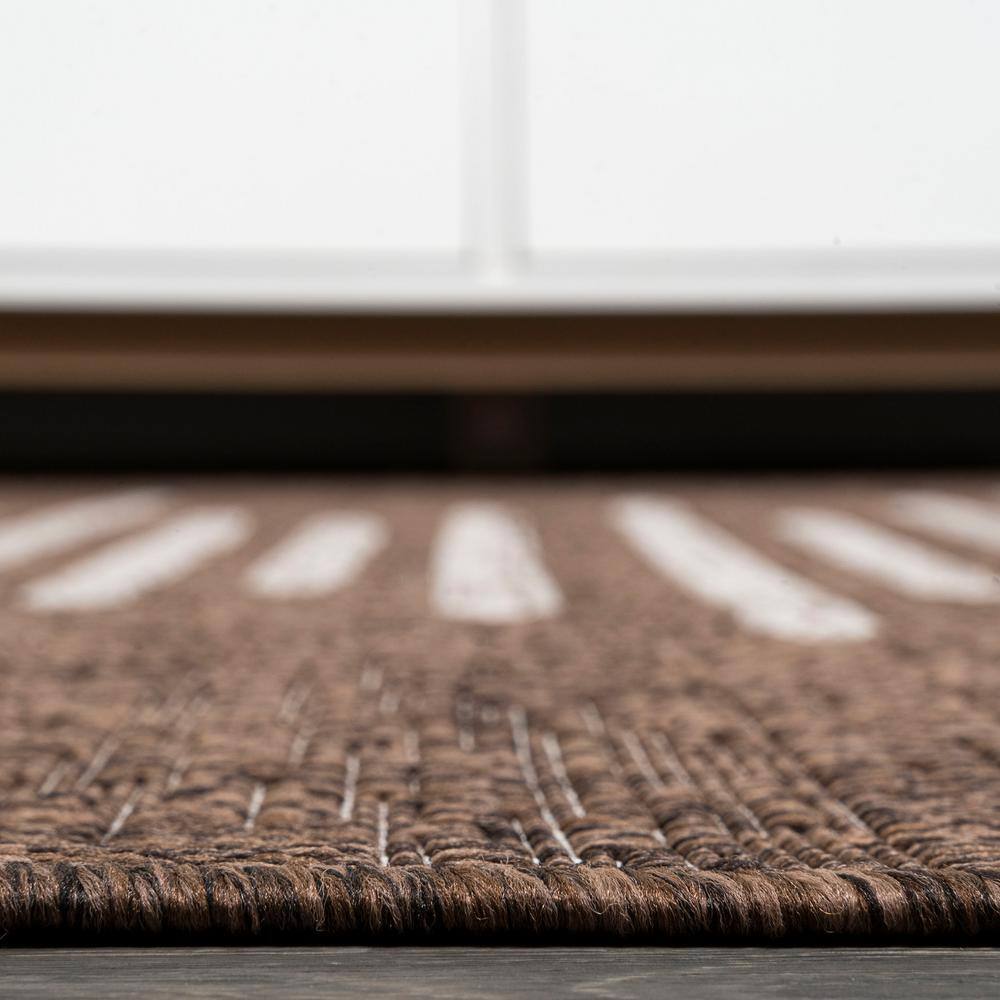 Brown and Beige 8' x 10' Synthetic Stripe Area Rug