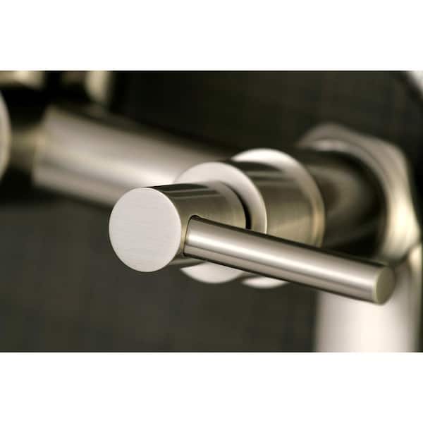 Modern Adjustable 3-Handle Wall-Mount Claw Foot Tub Faucet with Handshower in Brushed Nickel