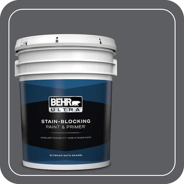 BEHR ULTRA 5 gal. #N500-6 Graphic Charcoal Satin Enamel Exterior Paint & Primer
