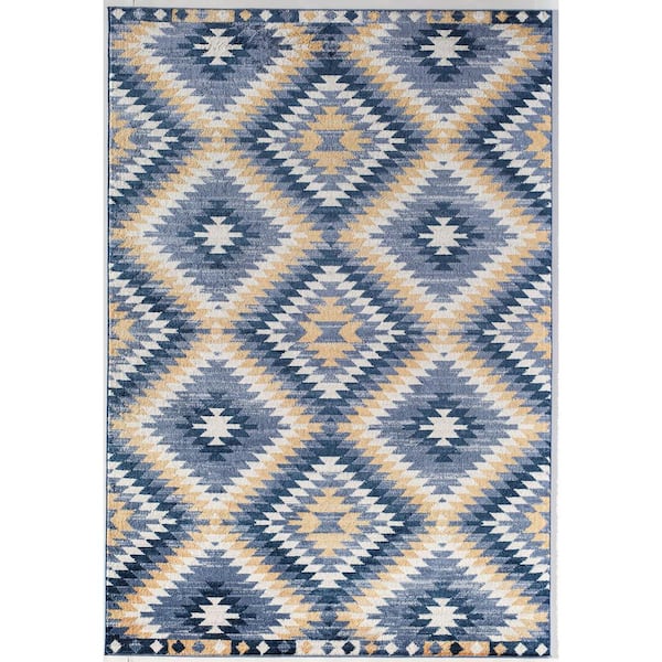 Bodrum Kilim Denim 2'x8' Moroccan Blue Area Rug