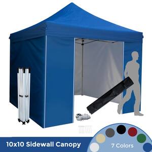 10 ft. x 10 ft. Blue Commercial Pop Up Canopy Tent Waterproof & UV Protection