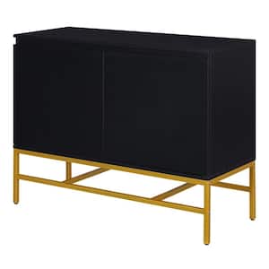 39.4 in. W x 15.7 in. D x 30 in. H Black Linen Cabinet with 2-Door, Gold Metal Legs