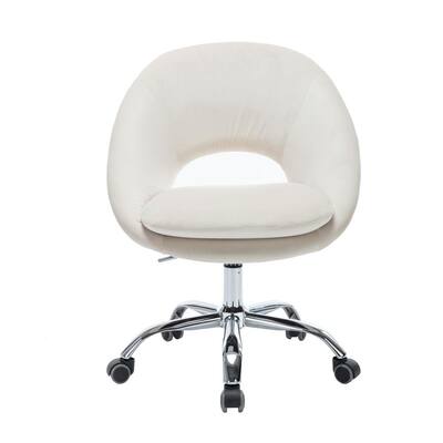 Modern Leisure Beige Velvet Swivel Adjustable Home Office Chair with Wheels