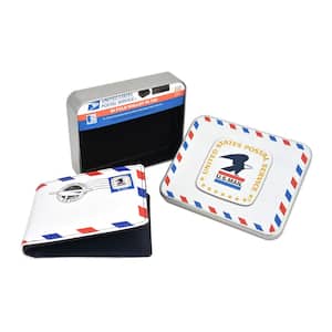 U.S Mail Eagle Stamp Logo Bifold Sport Wallet, Slim Wallet in Decorative Tin Case Multi, Unisex