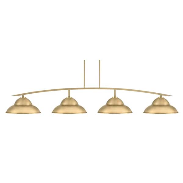 Siena 4-Light New Age Brass Billiard Light with 16 in. New Age Brass Metal Shades no bulbs included