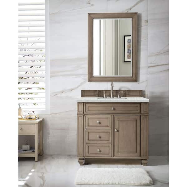 James Martin Vanities Bristol 36 in. W x 23.5 in. D x 34 in. H Single Vanity in Whitewashed Walnut with Quartz Top in Eternal Jasmine Pearl