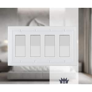 Architectural 4-Gang Decorator/Rocker Wall Plate (Classic White)