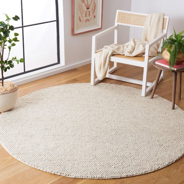 Natura 8 ft. x 8 ft. Beige/Ivory Textured Solid Round Area Rug