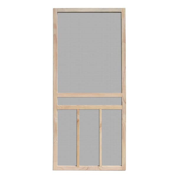 Unique Home Designs 32 in. x 80 in. Piedmont Unfinished Pine Outswing Wood Hinged Screen Door