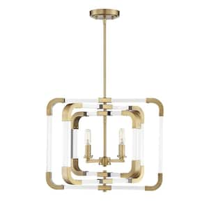 Rotterdam 18 in. 4-Light Ceiling Light in Warm Brass Semi-Flush Mount