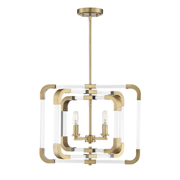 Savoy House Rotterdam 18 in. 4-Light Ceiling Light in Warm Brass Semi-Flush Mount