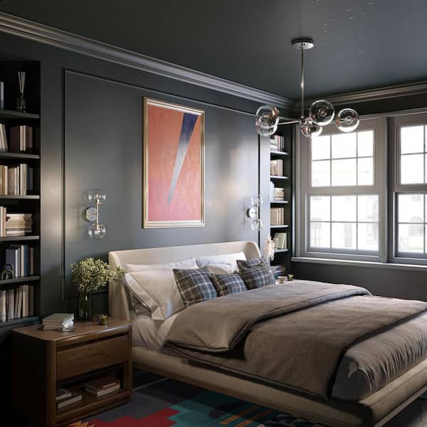 Progress Lighting Atwell Collection 28 in. 5-Light Brushed Nickel Mid-Century Modern Chandelier with Clear Glass Shade