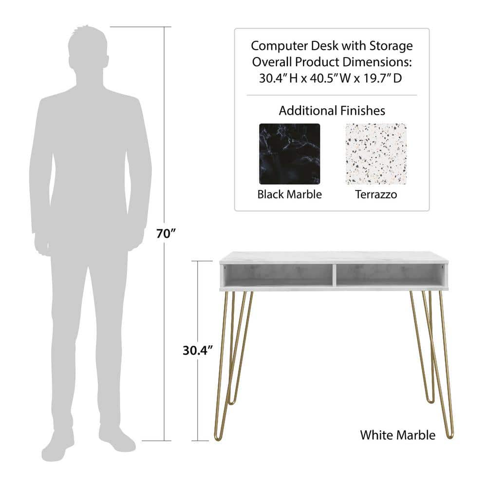 Mid-Century Modern Athena Terrazzo Desk with Hairpin Legs