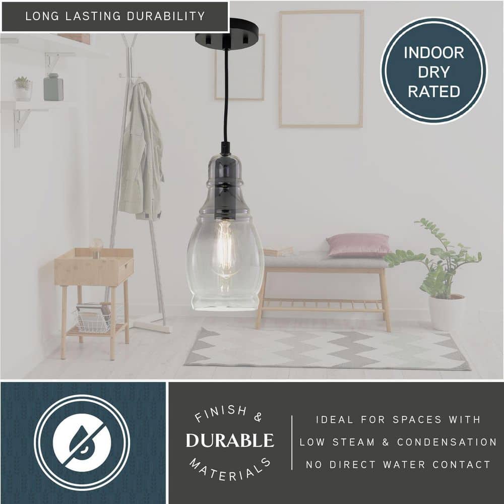 Millie Matte Black Mini Pendant with Smoke Gray Glass