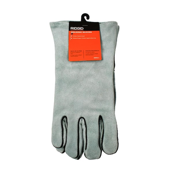 RIDGID Gray Leather Welding Gloves (Men's L)