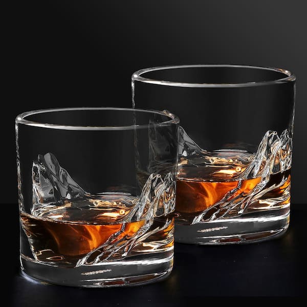 Whiskey Glasses – Rotatable Drinking Glasses Set of 2 – 11oz Rocks Glass  Set – Old-Fashioned Glass Set for tequila , Bourbon, Scotch – Crystal  Glassware Set for Bar, Home(Vertical Stripes) 