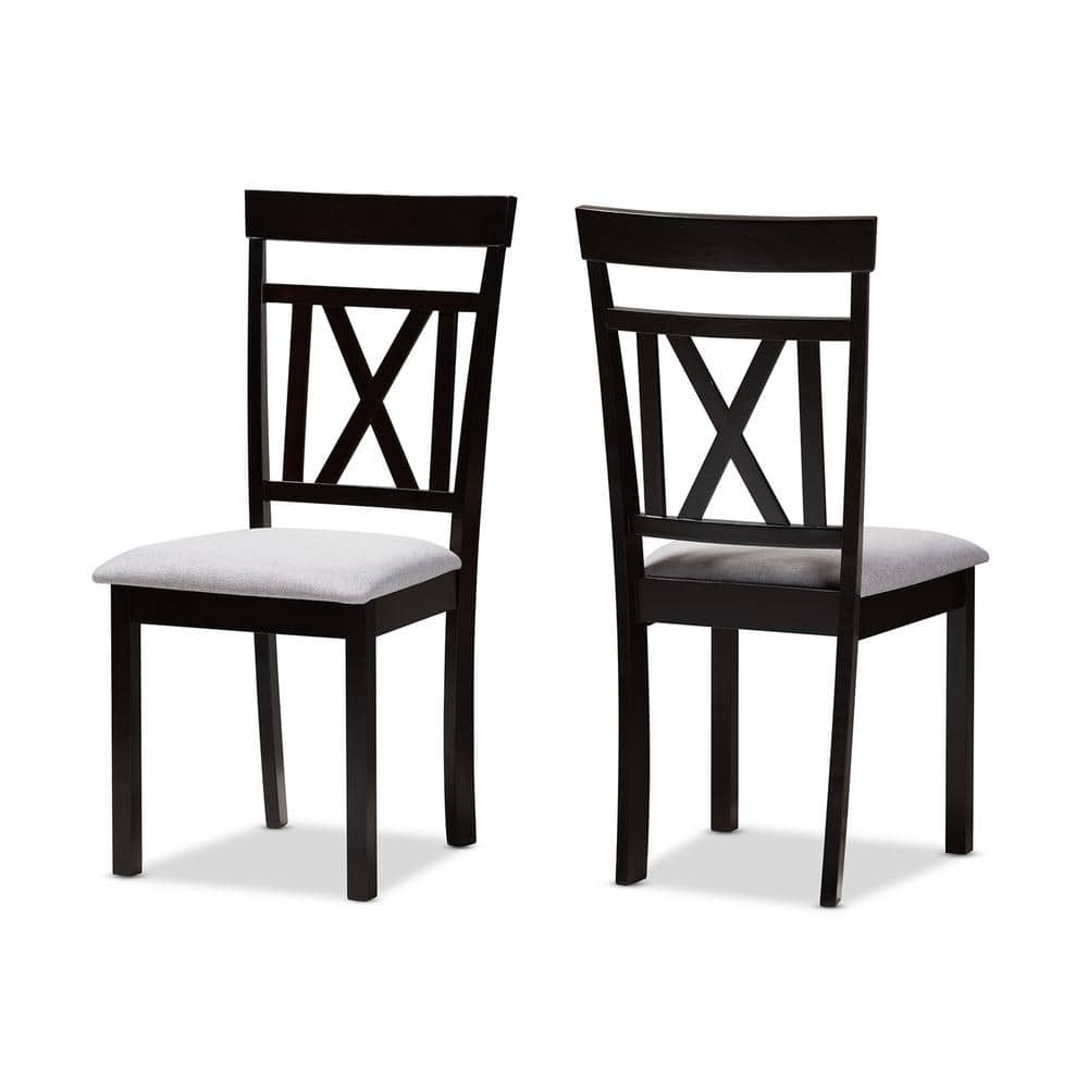 High Cross-Back Brown Leather Parsons Side Chair with Wood Frame