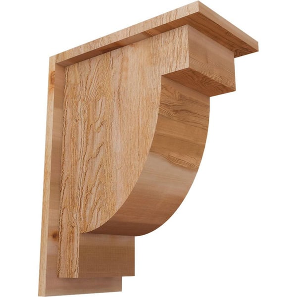 Ekena Millwork 8 in. x 14 in. x 18 in. Western Red Cedar Del Alpine Rough Sawn Corbel with Backplate