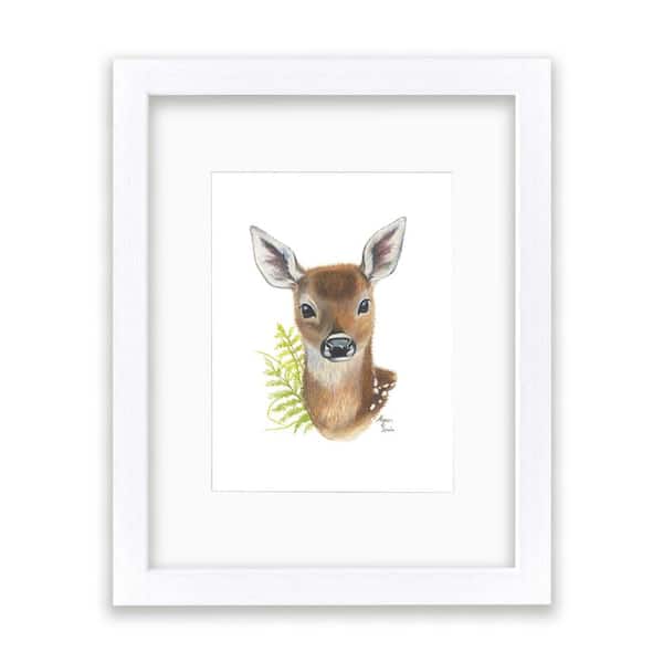 Unbranded Woodland Littles 2 "Deer" by Alyssa Lewis Individual White Framed with Mat Animal Art Print 24 in. x 18 in.