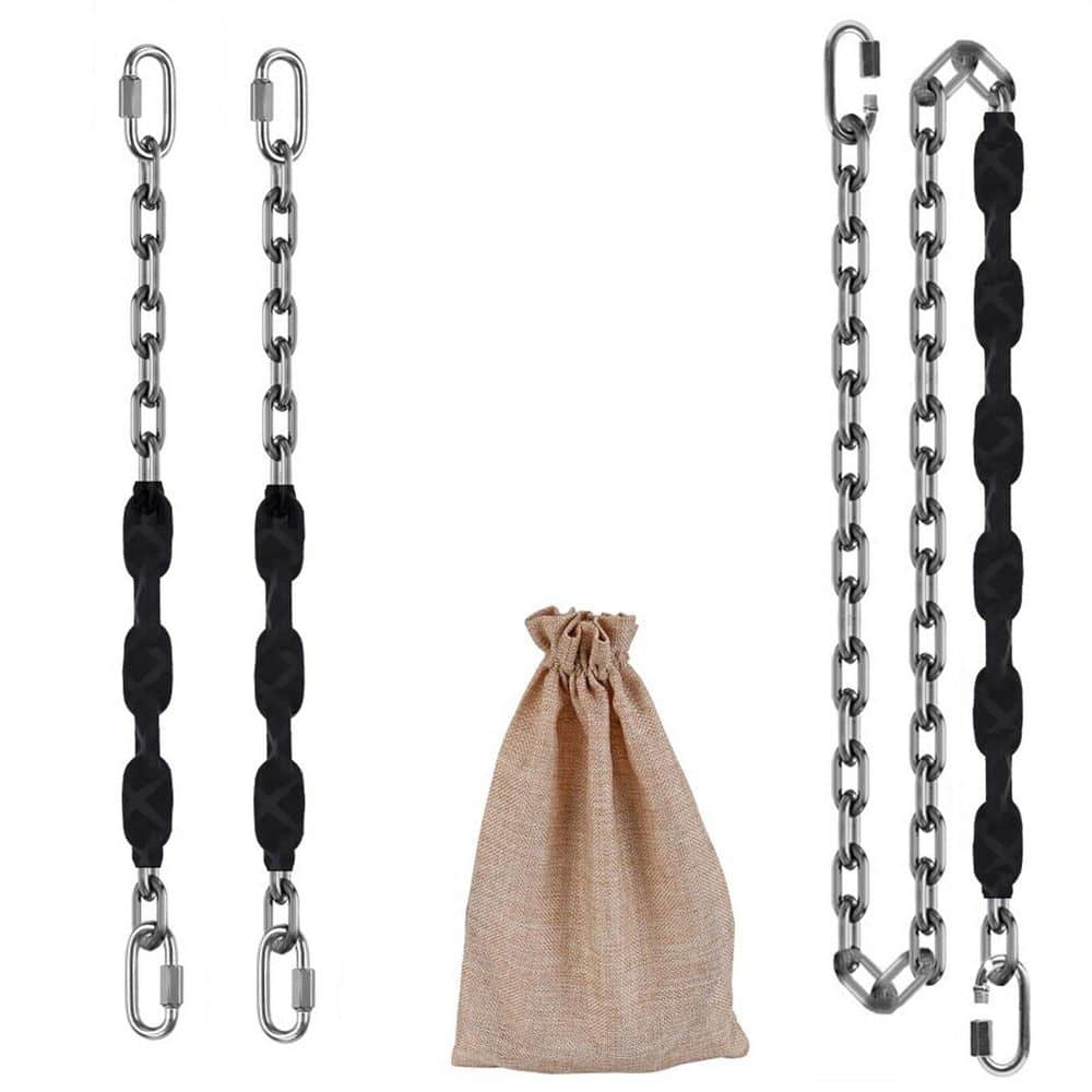 64 in. 1000 lb. Capacity Stainless Steel Hammocks Chains with 4 Quick Connection Buckles for Outdoor, Black (2-Pack) price history on PriceWatchPro