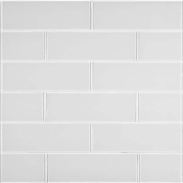 Ice 4 in. x 12 in. Glass Subway Wall Tile (2 sq. ft./Case)