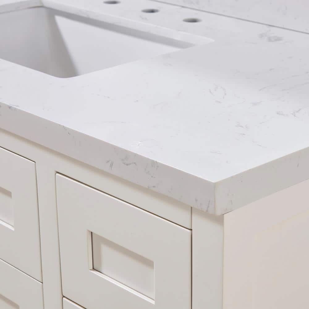 49" Aosta White Composite Stone Vanity Top with Ceramic Sink